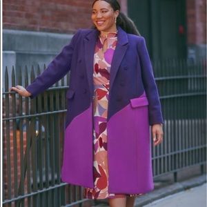 Long wool coat - color block